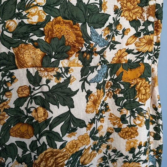 Orange Yellow with Blue Accent Linen Sundress - Picture 2 of 16